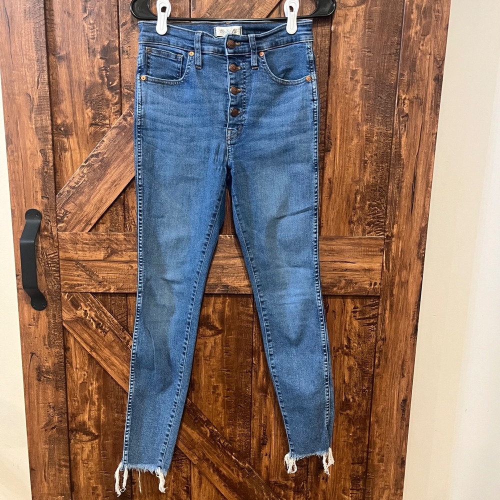 Madewell Women's 10" High‎ Rise Skinny Jeans Button Fly Frayed Hem Size 28